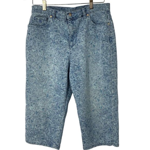 Gloria Vanderbilt print Capri jeans size 10 Women Crop Pockets Stretch 4057 HR - Picture 3 of 7